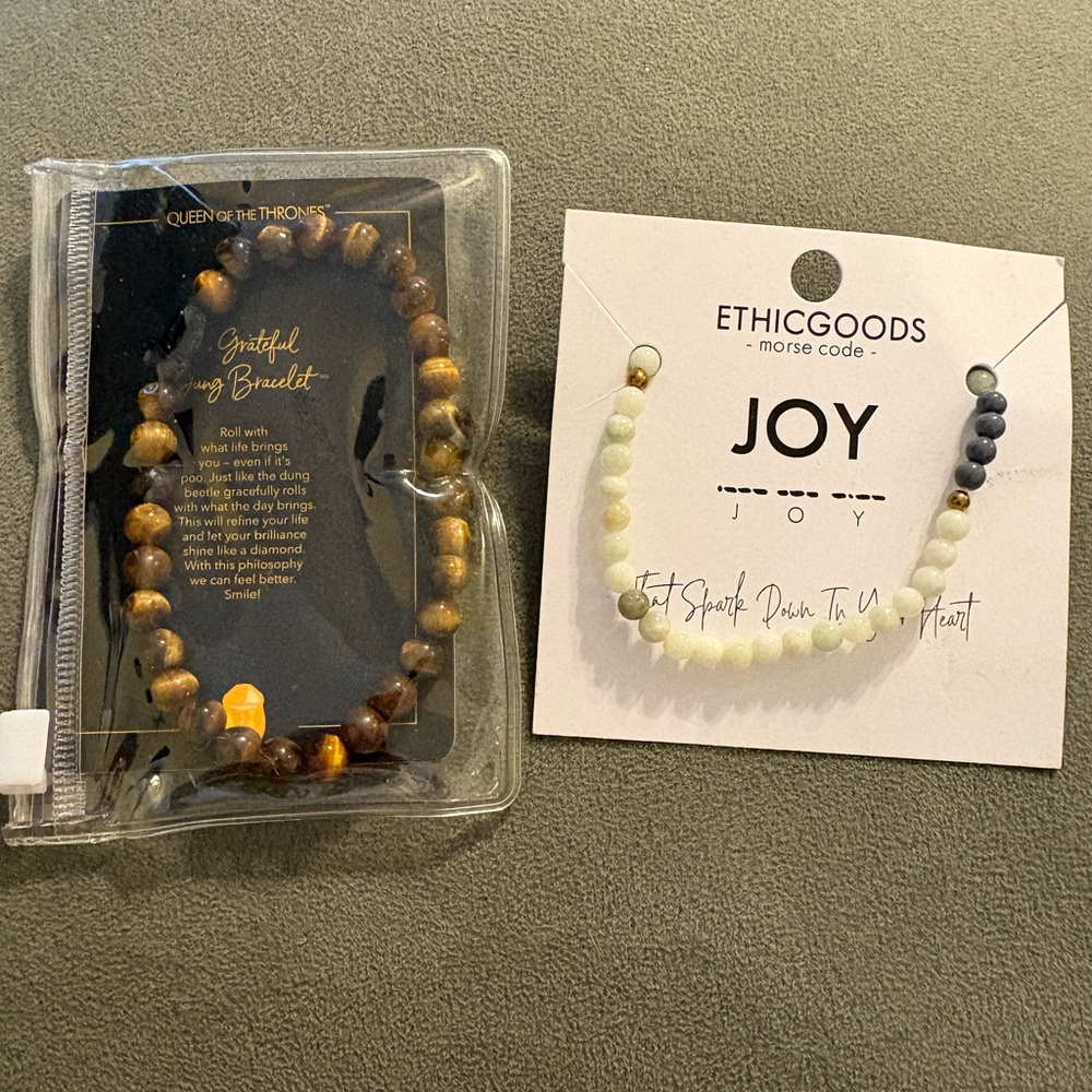 Tigers Eye Semi Precious Stone Stretch Bracelet Joy Obsidian Beetle NEW